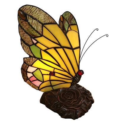 LumiLamp Tafellamp Tiffany vlinder 15*15*27 cm E14-max 1*25W Meerkleurig Polyresin-glas vlinder 5LL-