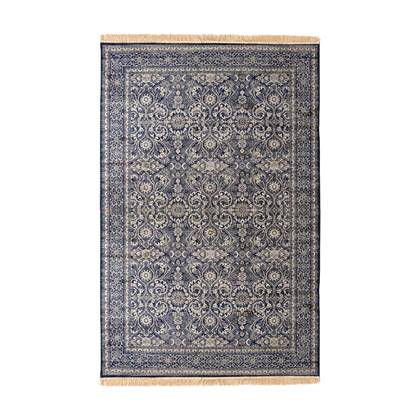 Vloerkleed Vintage Bronte Donkerblauw met franjes - interieur 05-160 x 230 cm - (M) - Viscose - 160 x 240 cm - (M)