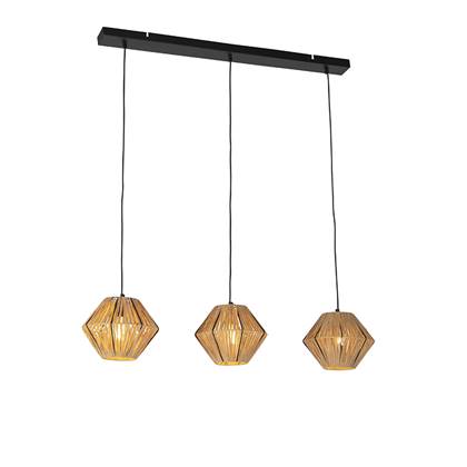 QAZQA Oosterse hanglamp rotan 3-lichts - Straw