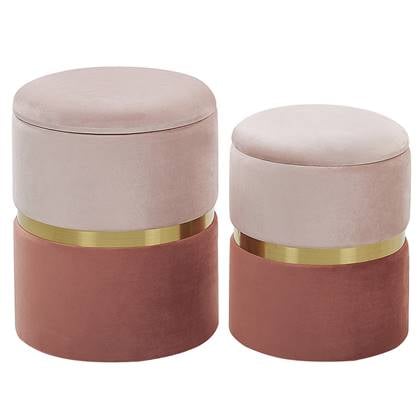 Beliani - WICHITA - Poef - Roze - 36|31 cm - Fluweel