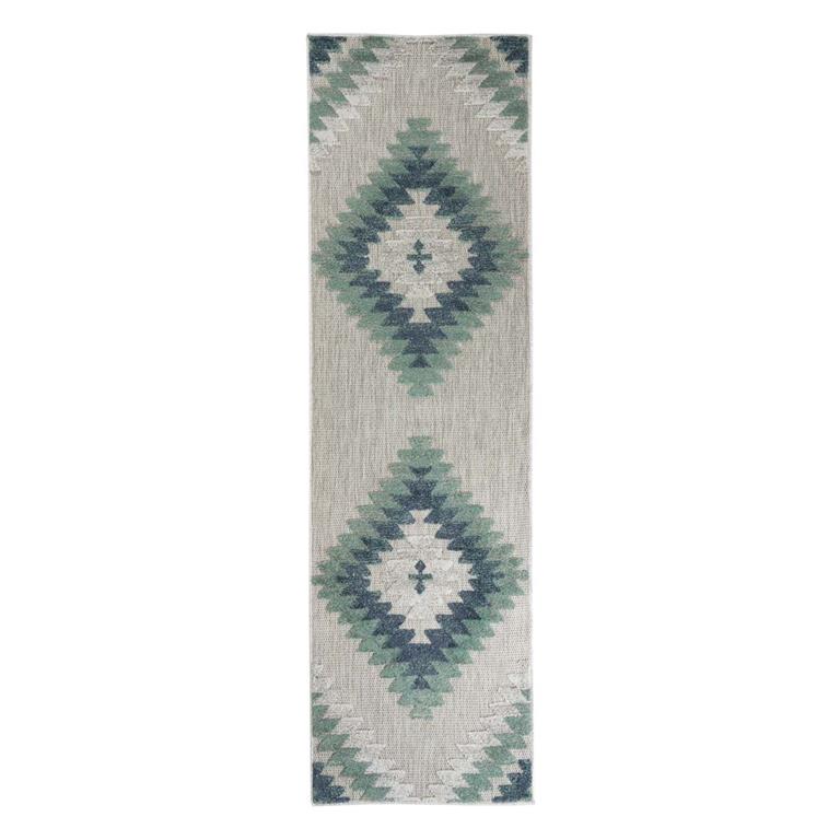 Boho&me Balkonkleed ruit aztek Verano grijs|mint 80x200 cm