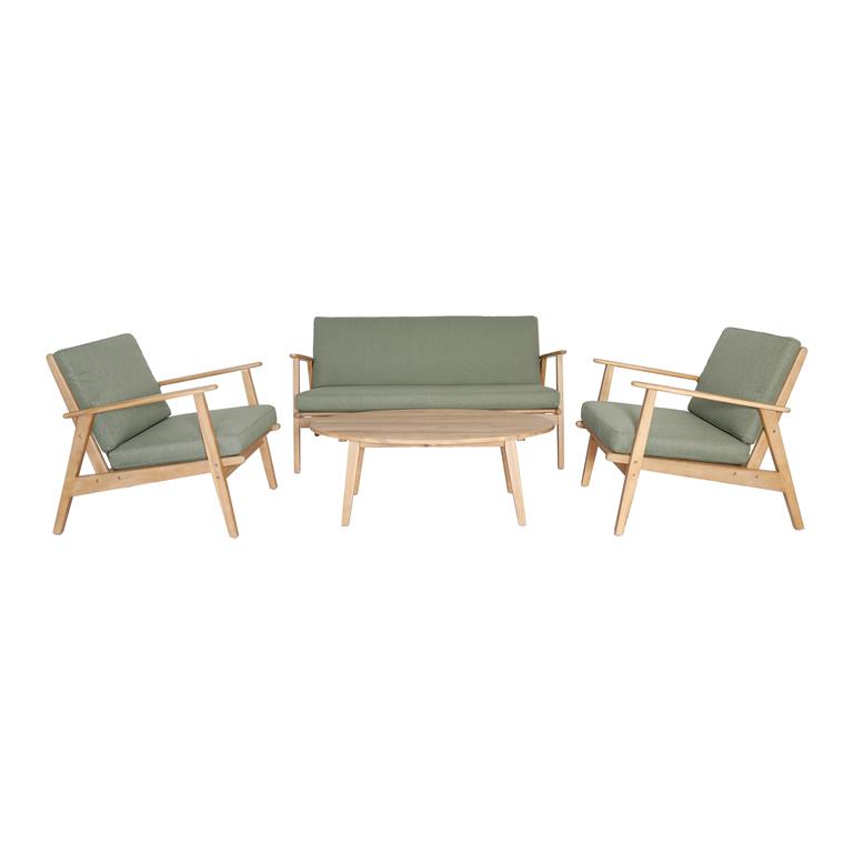 By fonQ Olive Loungeset 2-Zitsbank en Tuinstoelen Acaciahout