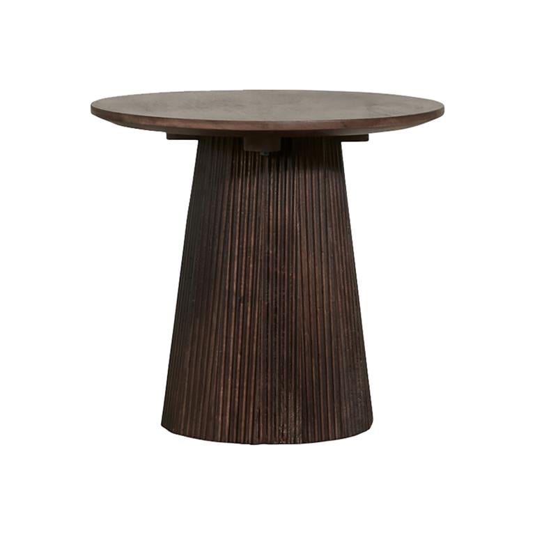 by fonQ Grand Bijzettafel Donkerbruin Mangohout - Ø 50 cm