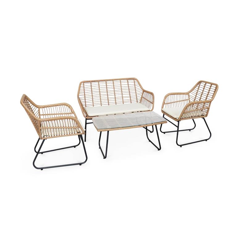 sweeek Tuinset in hars met rotaneffect en metalen frame 4