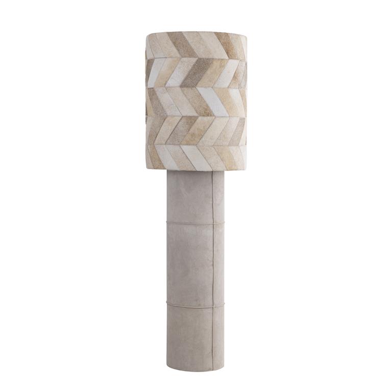 PTMD Joanne Beige suede floor lamp patch cowhair shade