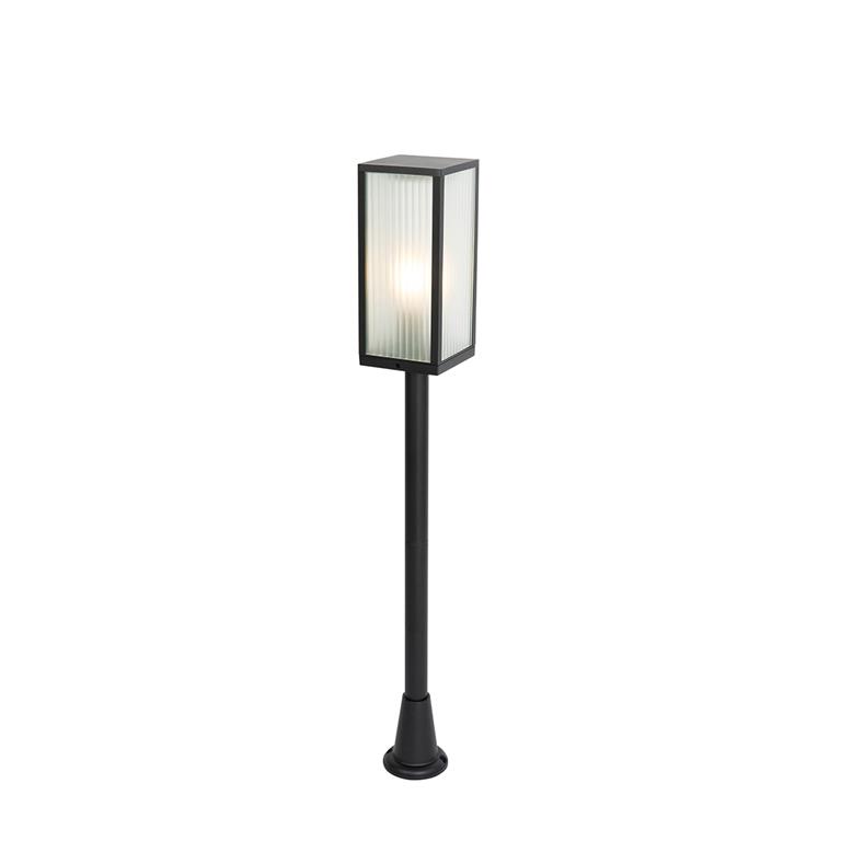 QAZQA charlois Moderne Staande Buitenlamp Staande Lamp voor buiten H 100 cm Zwart Buitenverlichting