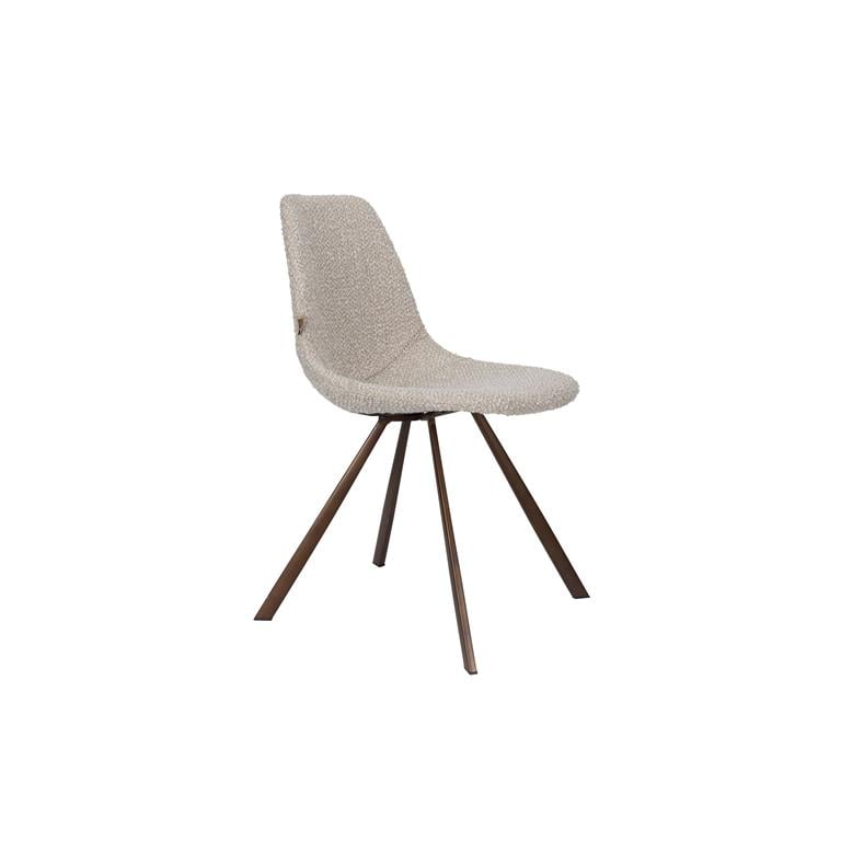 Dutchbone Franky Eetkamerstoelen Bouclé Beige Set van 2