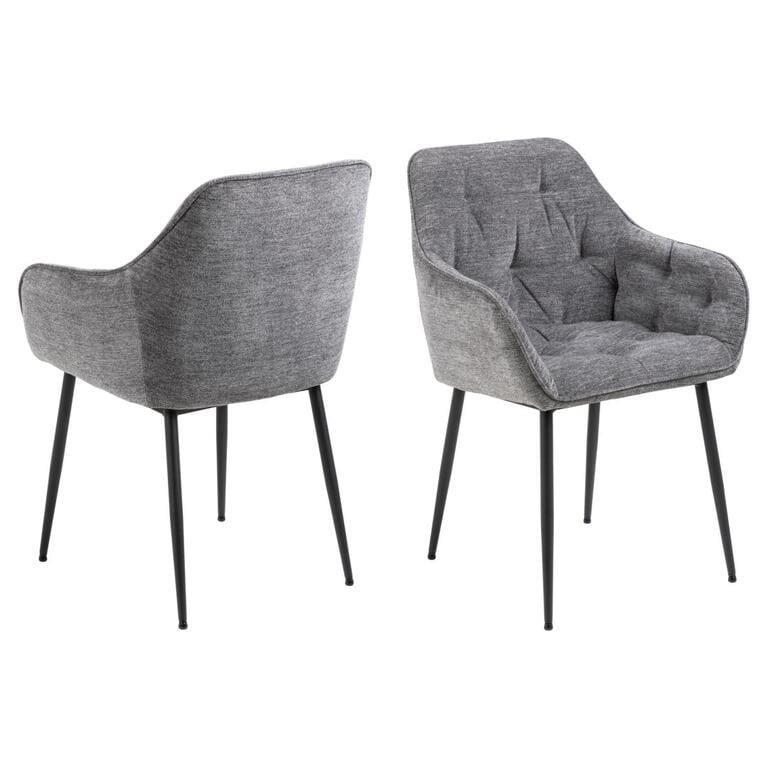Giga Living Eetkamerstoel Antraciet Stof Zithoogte 47cm Zion Set van 2
