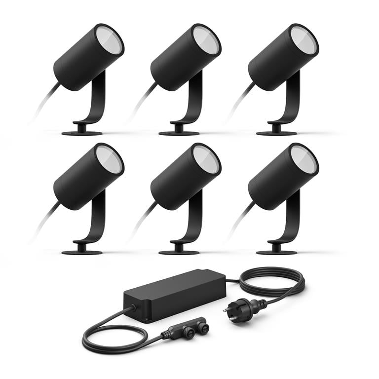 Philips Hue Lily Prikspot Starterspakket – White and Color Ambiance – 6 spots – Zwart